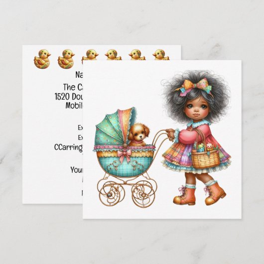 Invitation Thème d'invitation Buggy de bébé si précieux (Devant / Derrière)