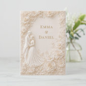 Invitation Thème d'invitation de mariage floral sculpté 🤍 (Debout devant)