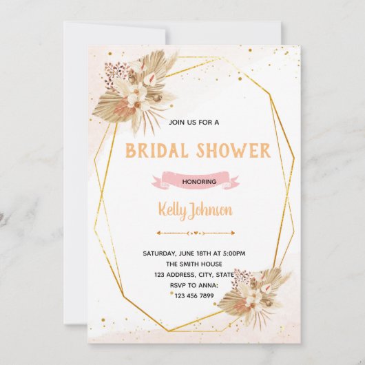 Invitation thème douche de mariée Pampass (Devant)