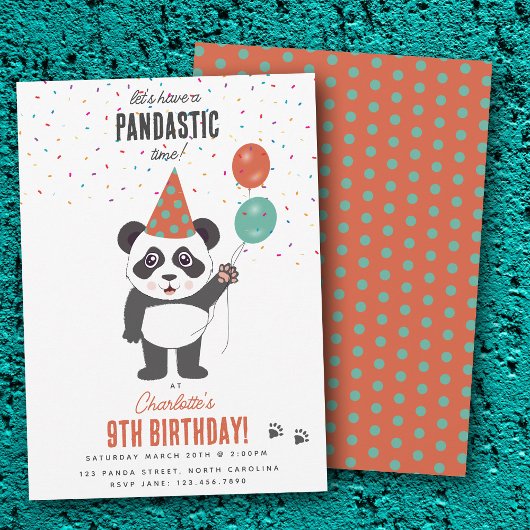 Invitation Thème d'ours panda mignon Kawaii pour l'anniversai