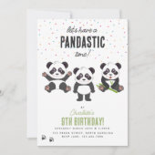 Invitation Thème d'ours panda mignon pour fête d'anniversaire (Devant)