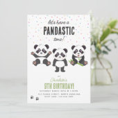 Invitation Thème d'ours panda mignon pour fête d'anniversaire (Debout devant)