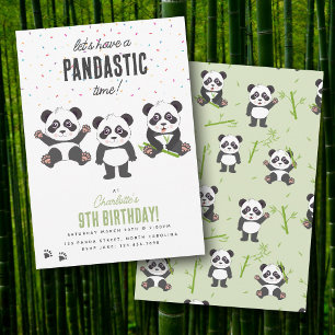 Invitation Thème d'ours panda mignon pour fête d'anniversaire