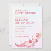 Invitation Thème doux axolotl rose pour l'anniversaire des en (Devant)