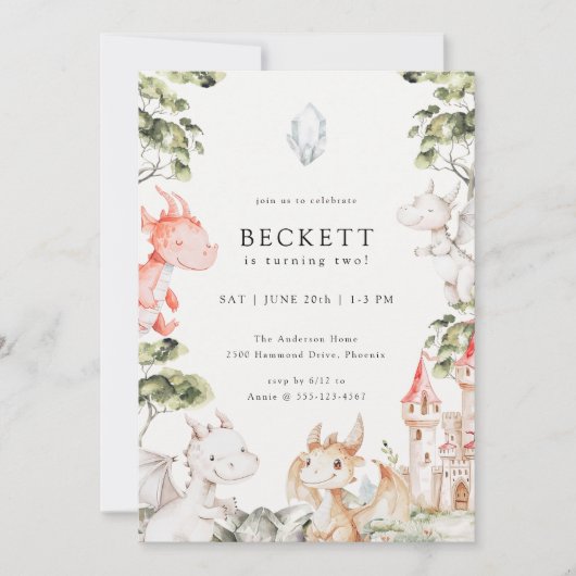 Invitation Thème Dragon Anniversaire (Devant)