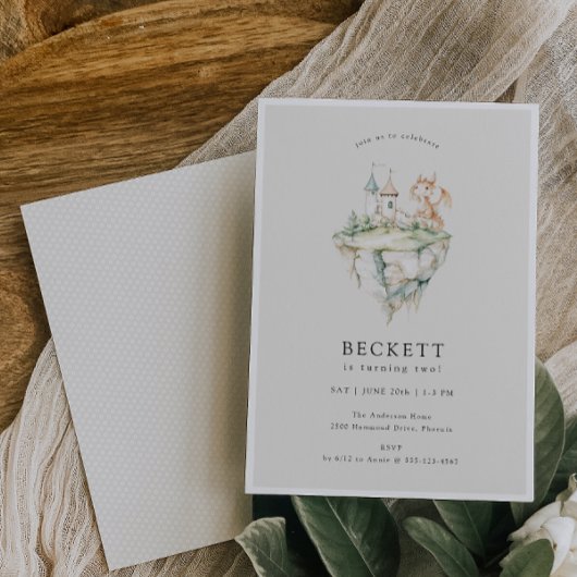 Invitation Thème Dragon mignonne Anniversaire