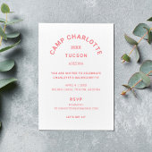 Invitation Thème du camping Bachelorette Rose