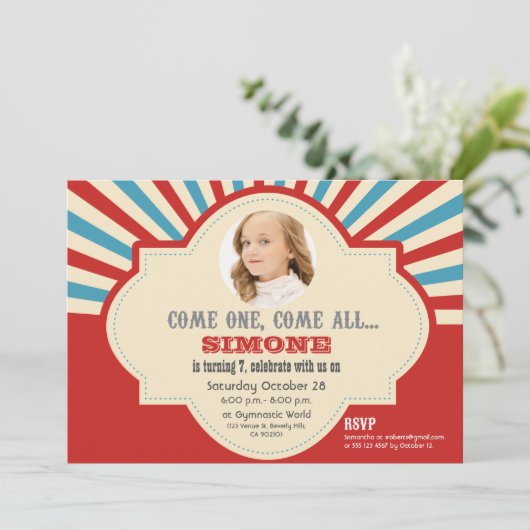 Invitation Thème du cirque | Anniversaire (Debout devant)