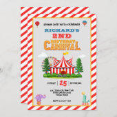 Invitation Thème du cirque de la fête d'anniversaire des enfa (Devant / Derrière)