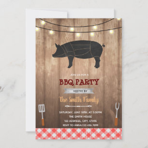 Invitation Thème du cochon rustique barbecue