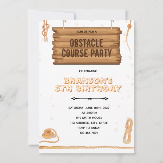 Invitation Thème du cours d'obstacle de corde (Devant)
