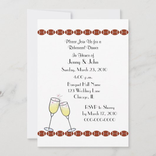 Invitation Thème du football de dîner de répétition (Devant)