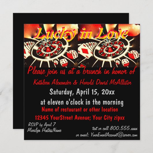 Invitation Thème du jeu de casino (Devant / Derrière)