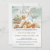 Invitation Thème du livre Baby shower d'automne vert genre ne (Devant)