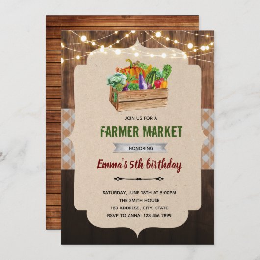 Invitation Thème du marché agricole rustique (Devant / Derrière)