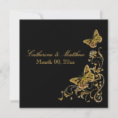 Invitation Thème du papillon mariage de automne d'or noir (Devant)