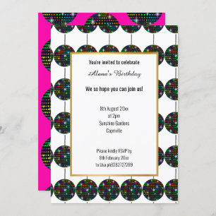 INVITATION THÈME DU PARTI HOT PINK DISCO OR TOUTE OCCASION