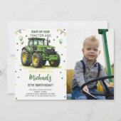Invitation Thème du Tracteur vert Anniversaire de la fête Pho (Devant)
