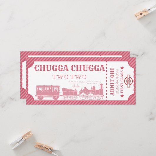 Invitation thème du train fille 2ème anniversaire (Devant/Arrière en situation)