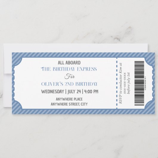 Invitation thème du train garçon 2e anniversaire (Dos)