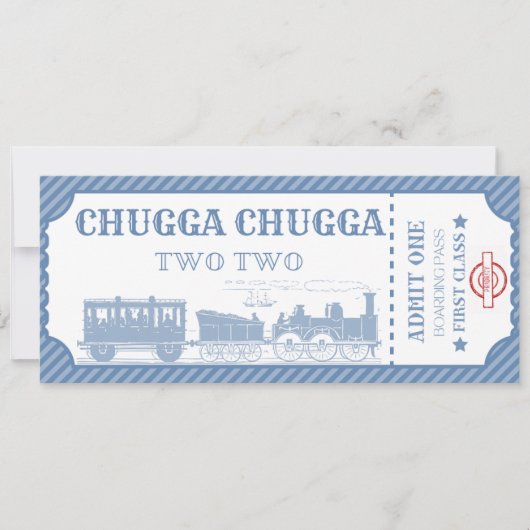 Invitation thème du train garçon 2e anniversaire (Devant)