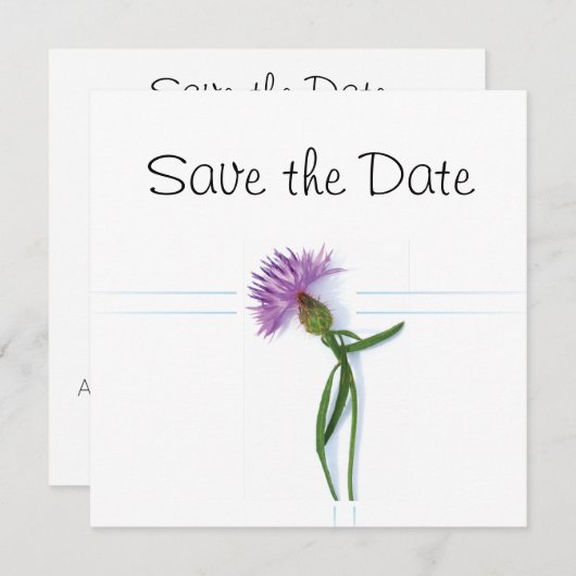 Invitation Thème Écossais, Mariage Celtique Thistle Save the  (Devant / Derrière)