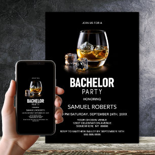 Invitation Thème élégant de whisky pour enterrement de vie de