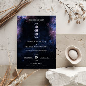 Invitation Thème élégant espace Astronomie Lune Mariage