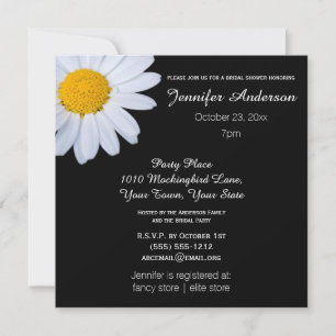 Invitation Thème Élégant Fleur de Marguerite Noir et Blanc po