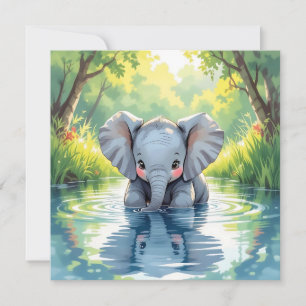 Invitation Thème éléphant bébé Première fête d'anniversaire