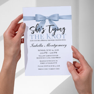 Invitation Thème « Elle noue le nœud » Ruban bleu clair
