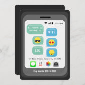 Invitation Thème Emoji Fête d'anniversaire (Devant / Derrière)