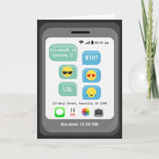 Invitation Thème Emoji Fête d'anniversaire virtuelle (Devant)