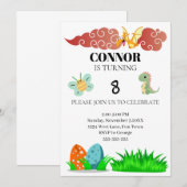 Invitation Thème Enfants Dinosour Anniversaire (Devant / Derrière)