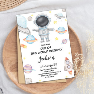 Invitation Thème Espace Extérieur Amusant pour Enfants