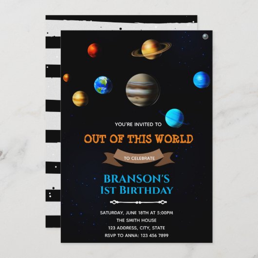 Invitation thème espace planète (Devant / Derrière)