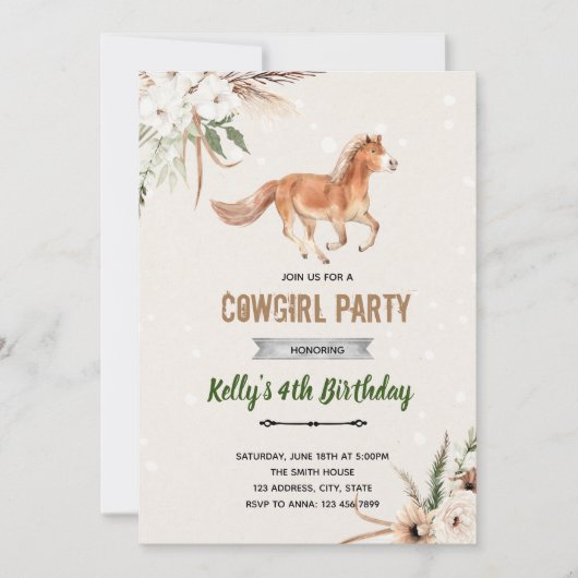 Invitation thème esprit boho (Devant)