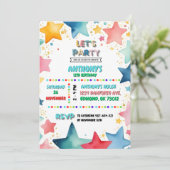 Invitation Thème étoile coloré 12ème anniversaire pour les en (Debout devant)