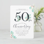 Invitation Thème Eucalyptus 50e Anniversaire de Croissance En (Debout devant)