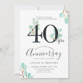 Invitation Thème Eucalyptus pour le 40e Anniversaire de Crois (Devant)