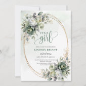 Invitation Thème Eucalyptus Vert Poussiéreux Boho Pour Douce (Devant)