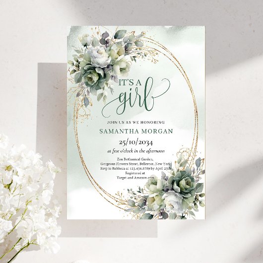 Invitation Thème Eucalyptus Vert Poussiéreux Boho Pour Douce