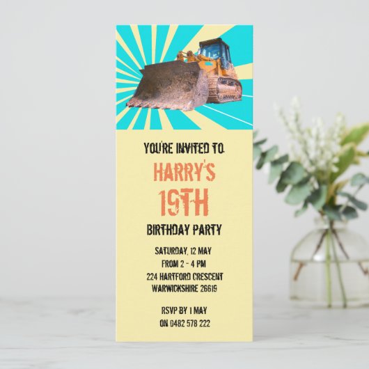 Invitation Thème Excavateur (Debout devant)