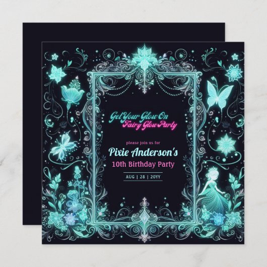 Invitation Thème Fairy Fairy Party - Fairytale After Dark (Devant / Derrière)