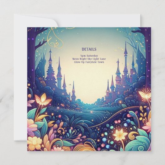 Invitation Thème Fairy Fairy Party Fairytale Enchanted Forest (Dos)