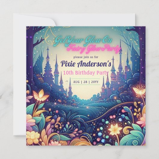 Invitation Thème Fairy Fairy Party Fairytale Enchanted Forest (Devant)