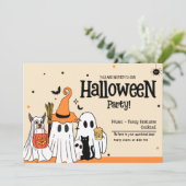 Invitation Thème fantômes mignons et animaux pour un Hallowee (Debout devant)