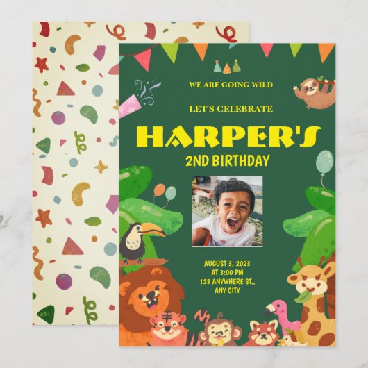 Invitation thème faune (Devant / Derrière)