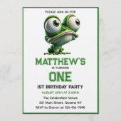 Invitation Thème Ferme de Grenouille Folle Mignonne 1er Anniv (Devant)
