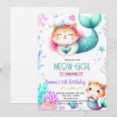 Invitation thème fête chat sirène (Devant / Derrière)